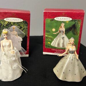 2 Vintage Hallmark Barbie Ornaments